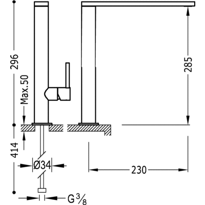 Одноважільний змішувач для раковини 296 мм Tres Max 06290501