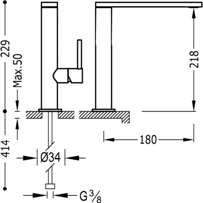 Одноважільний змішувач для раковини 229 мм Tres Max 06290502