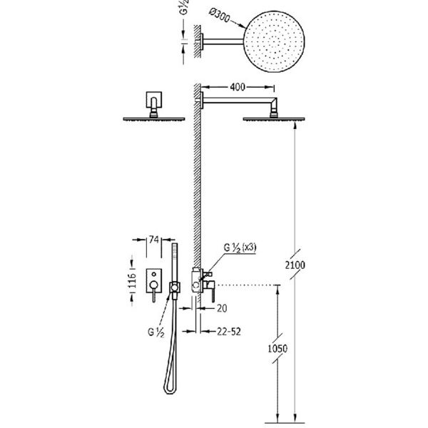 Душовий комплект прихованого монтажу Tres Max-tres (06298001)