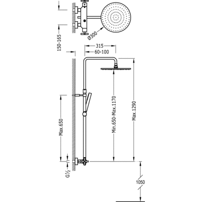 Душова стійка з термостатом Tres Max 06321101
