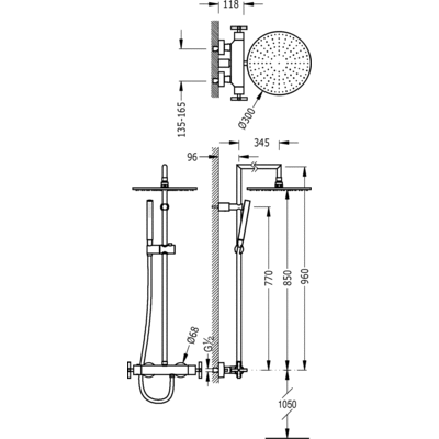 Душова стійка з термостатом Tres Max 06339301