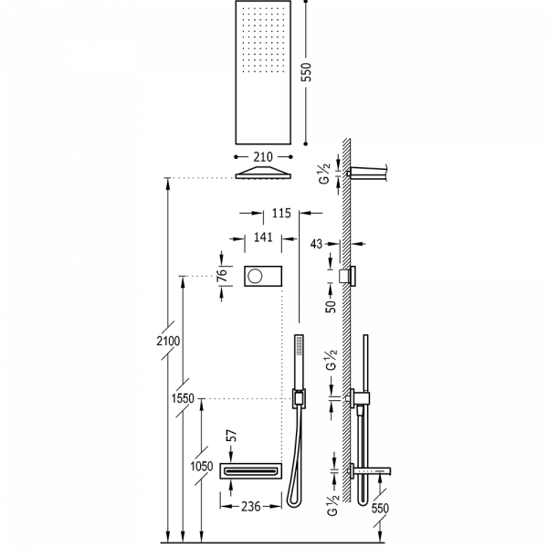Електронний комплект для ванни з вбудованим термостатом Shower Technology Blue Edition 09288316NM