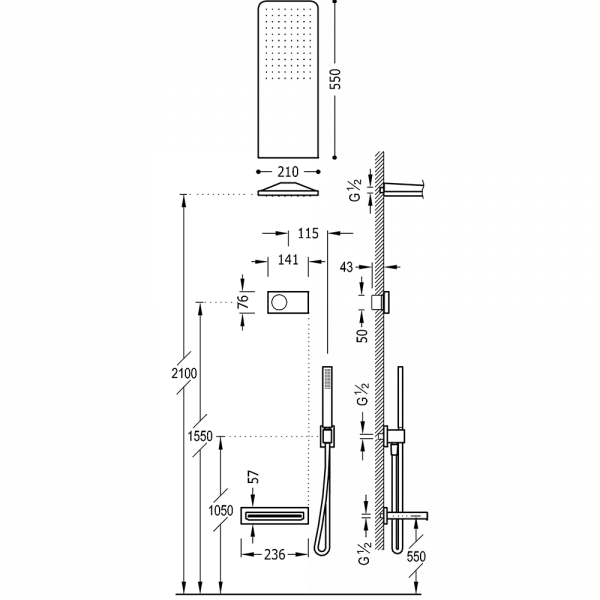 Електронний комплект для ванни з вбудованим термостатом Shower Technology Blue Edition 09286319BM