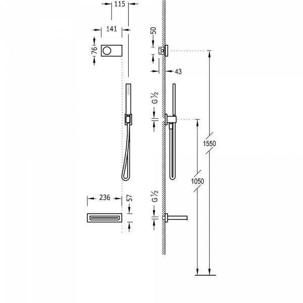 Електронний комплект для ванни з вбудованим термостатом Shower Technology Blue Edition 09286553BM