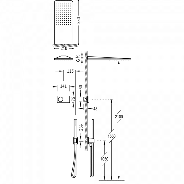 Електронний комплект для душу з термостатом Shower Technology Blue Edition 09286554AC
