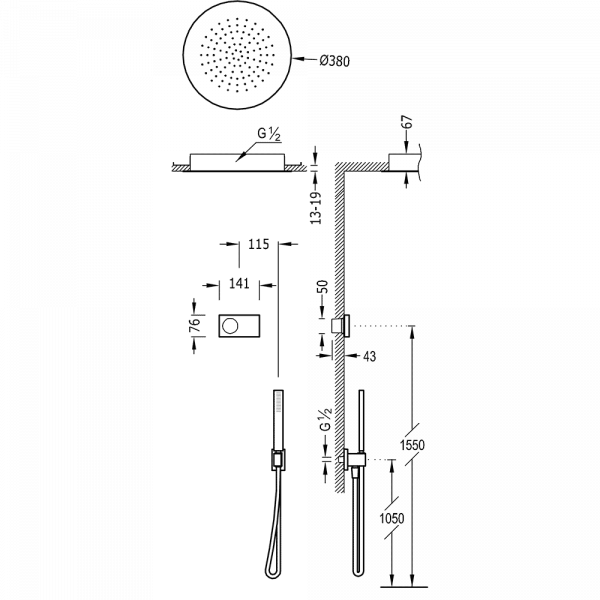 Електронний комплект для душу з термостатом Shower Technology Blue Edition 09286555AC