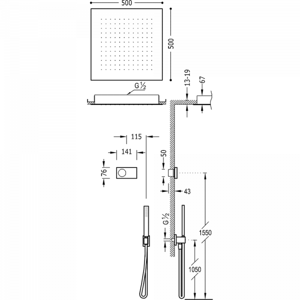 Електронний комплект для душу з термостатом Shower Technology Blue Edition 09288561NM
