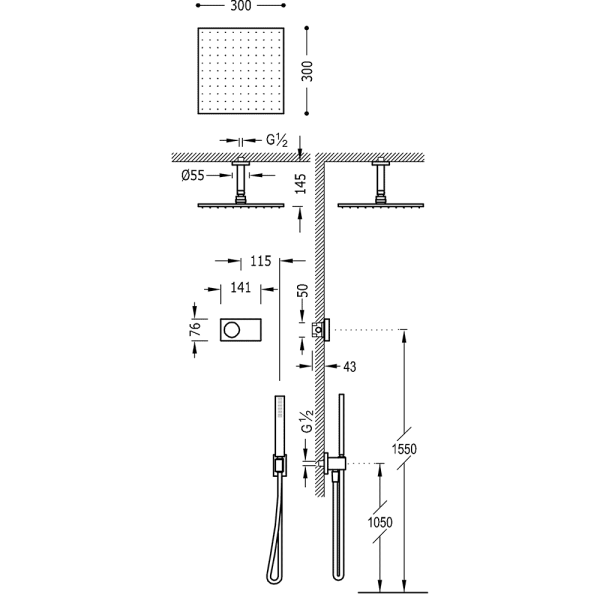 Електронний комплект для душу з вбудованим термостатом Shower Technology Blue Edition 09286564AC