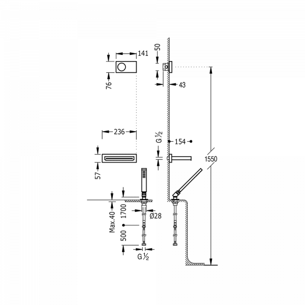 Електронний комплект для ванни з вбудованим термостатом Shower Technology Blue Edition 09286570BM