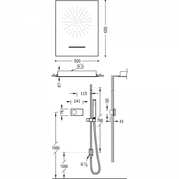 Електронний комплект для душу з термостатом SHOWER TECHNOLOGY 09288303