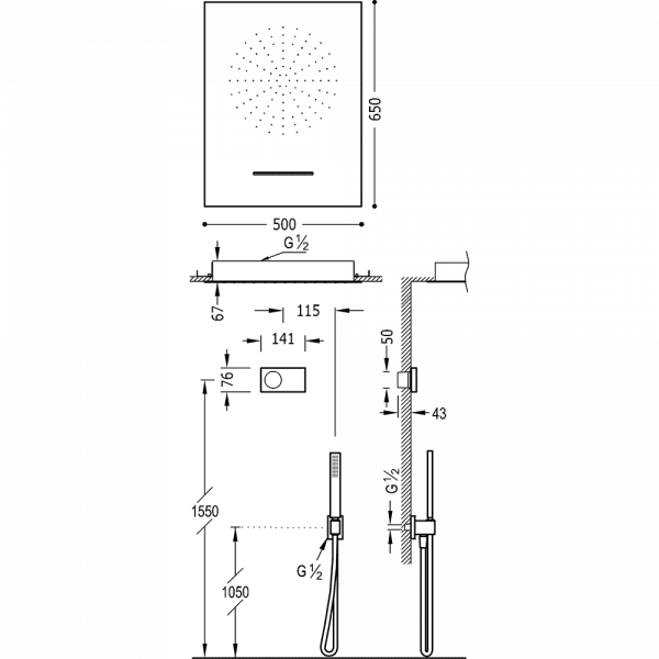 Електронний комплект для душу з термостатом SHOWER TECHNOLOGY 09288304