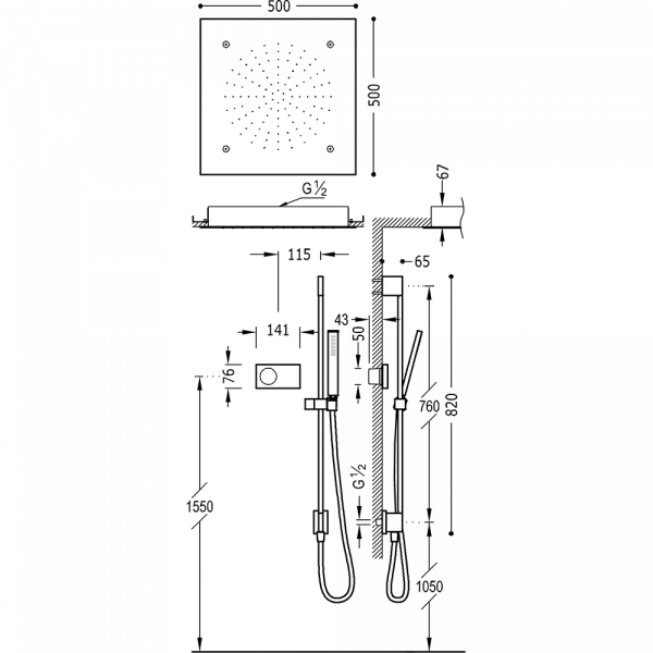 Електронний комплект для душу з термостатом SHOWER TECHNOLOGY 09288305