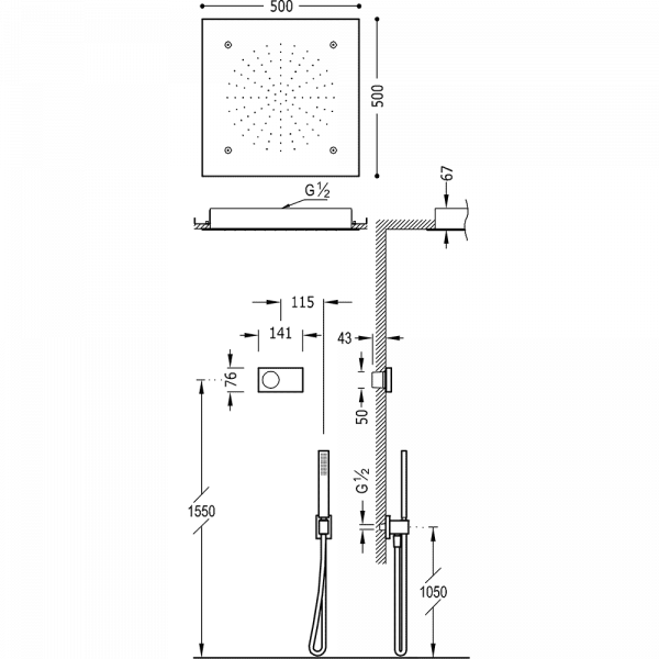 Електронний комплект для душу з термостатом SHOWER TECHNOLOGY 09288306