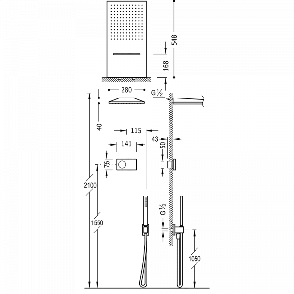 Електронний комплект для душу з термостатом SHOWER TECHNOLOGY 09288308
