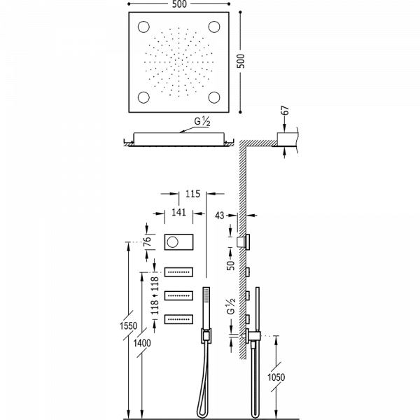 Електронний комплект для душу з термостатом SHOWER TECHNOLOGY ХРОМОТЕРАПІЯ 09288310