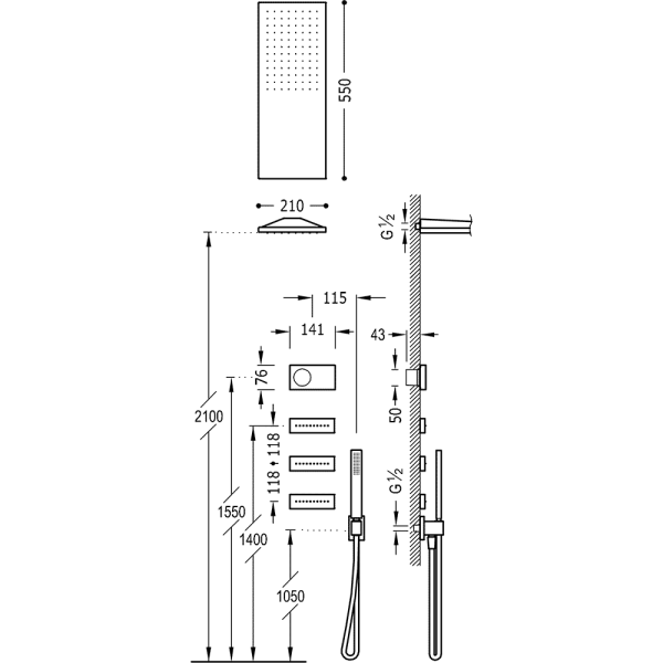 Електронний комплект для душу з термостатом SHOWER TECHNOLOGY 09288314