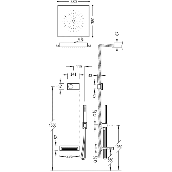 Електронний комплект для ванни з вбудованим термостатом SHOWER TECHNOLOGY 09288315