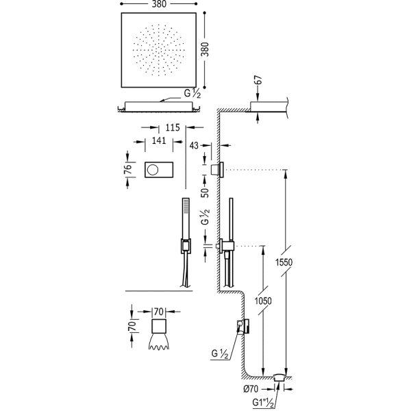 Електронний комплект для ванни з вбудованим термостатом SHOWER TECHNOLOGY 09288317