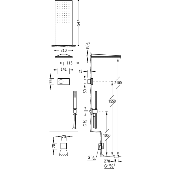 Електронний комплект для ванни з вбудованим термостатом SHOWER TECHNOLOGY 09288318
