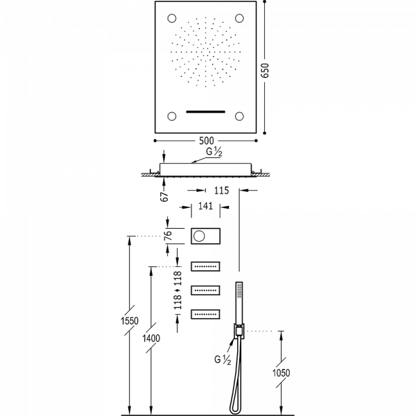 Електронний комплект для душу з термостатом SHOWER TECHNOLOGY ХРОМОТЕРАПІЯ 09288402