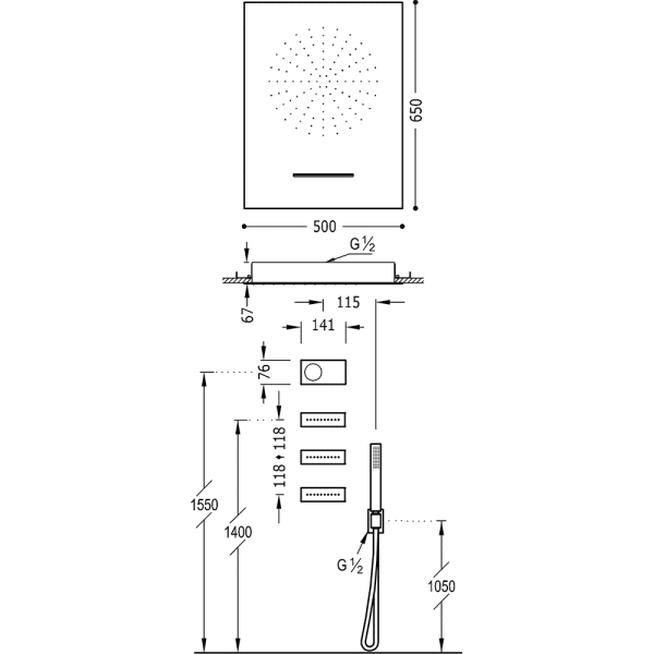 Електронний комплект для душу з термостатом SHOWER TECHNOLOGY 09288404