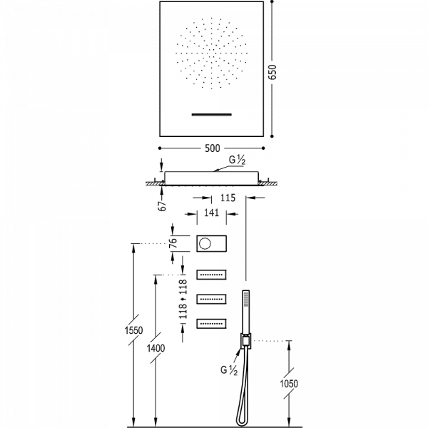 Електронний комплект для душу з термостатом Shower Technology Blue Edition 09288404AC