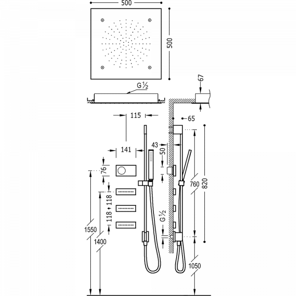 Електронний комплект для душу з термостатом SHOWER TECHNOLOGY 09288405