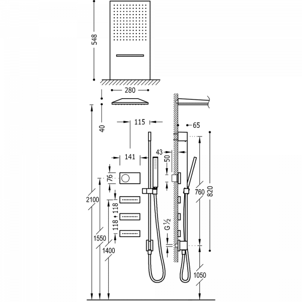 Електронний комплект для душу з термостатом SHOWER TECHNOLOGY 09288407