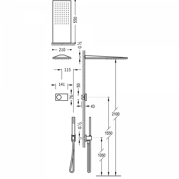 Електронний комплект для душу з термостатом SHOWER TECHNOLOGY BLUE EDITION 09288551