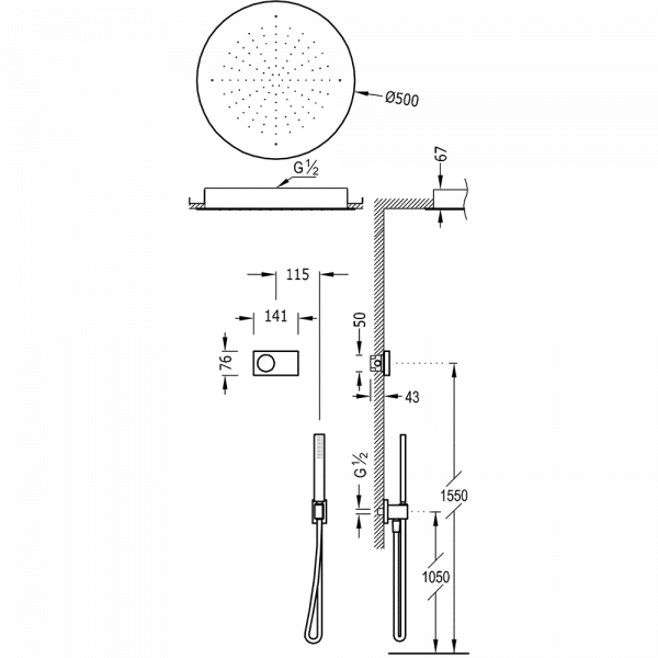 Електронний комплект для душу з термостатом Shower Technology Blue Edition 09288557AC