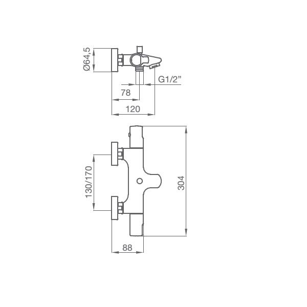 Змішувач для ванни з термостатом Tender 105900 в комплекті з ручним душем.