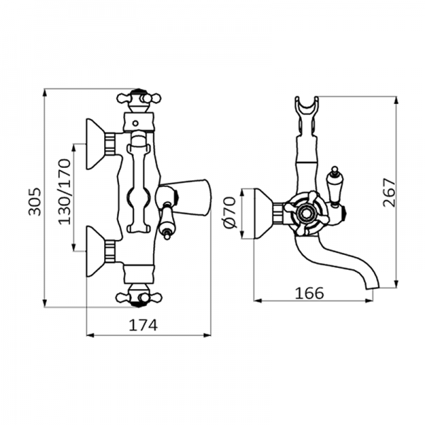 Термостат для ванної GRB Clasica 1866 з душовою лійкою латунь хром 106190