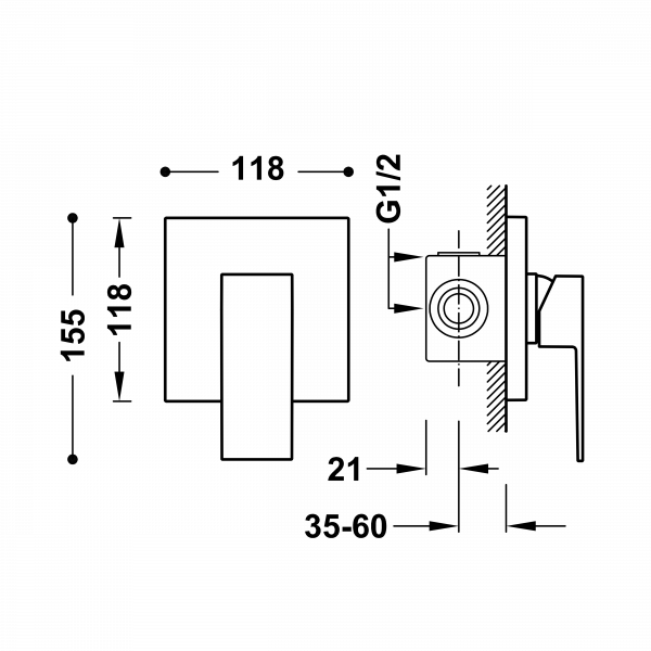 Одноважільний вбудований змішувач Rapid-Box (1 канал) Cuadro Exclusive 10627701