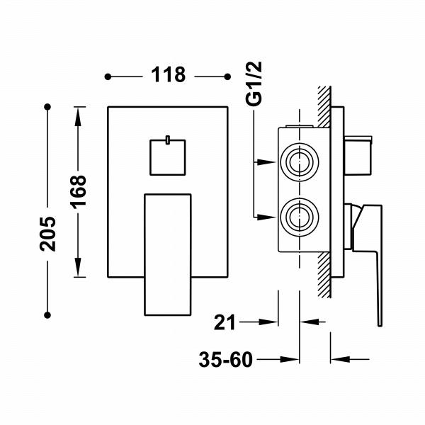 Одноважільний вбудований змішувач Rapid-Box (2 канали) Cuadro Exclusive 10628001OM