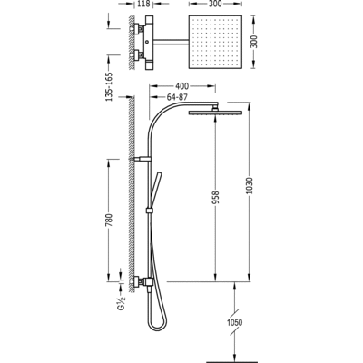 Душова стійка з термостатом Tres 00739502AC