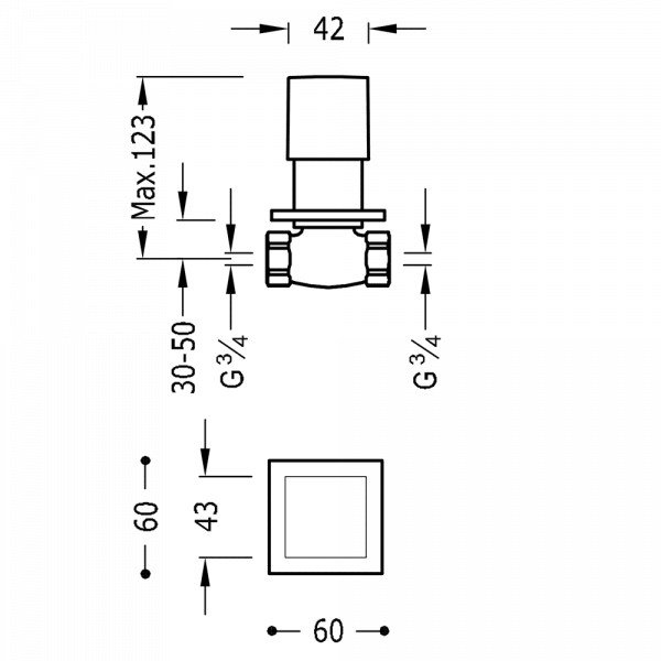 Вентиль 3/4" Cuadro-Tres 107511