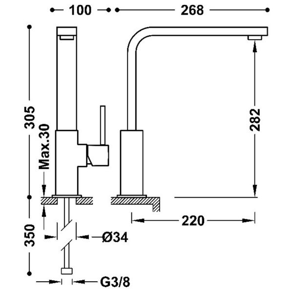 Змішувач для кухні Tres Cucina TOP TRES COLORS 030496BM