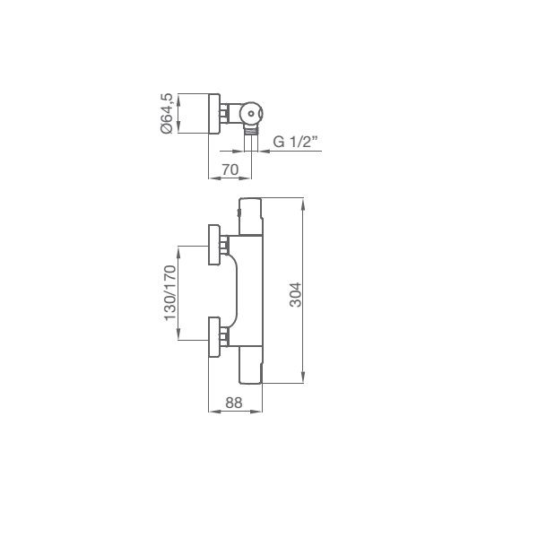 Змішувач для душу з термостатом Tender 130900 в комплекті з ручним душем