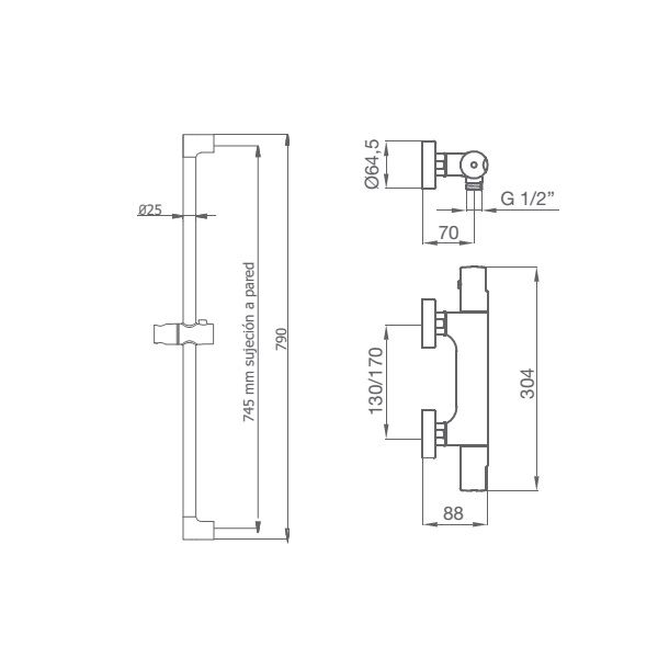 Змішувач для душу з термостатом Tender 132900 в комплекті з ручним душем