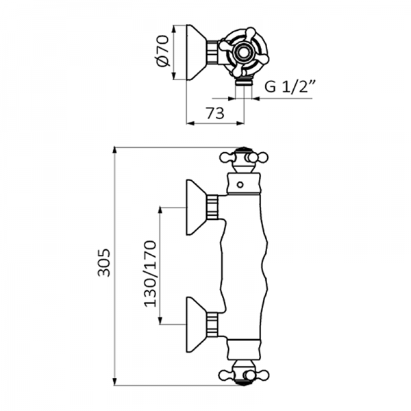 Змішувач для душу GRB Clasica 1866 термостатичний із душовою лійкою чорний 133192