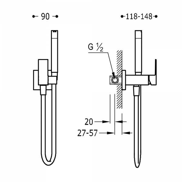 Гігієнічний душ із змішувачем Tres Max 134123BM