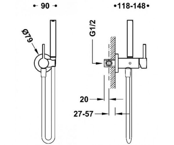 Гігієнічний душ Tres Max-Tres із змішувачем, чорний хром 134123KM