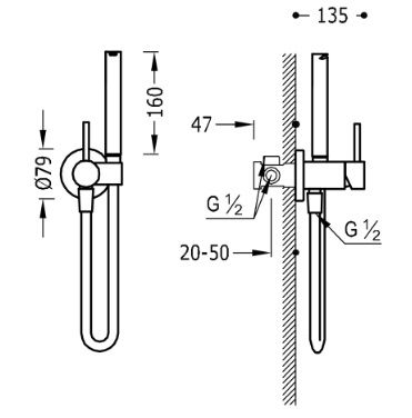 Гігієнічний душ Tres  Матове золото 134123OM 