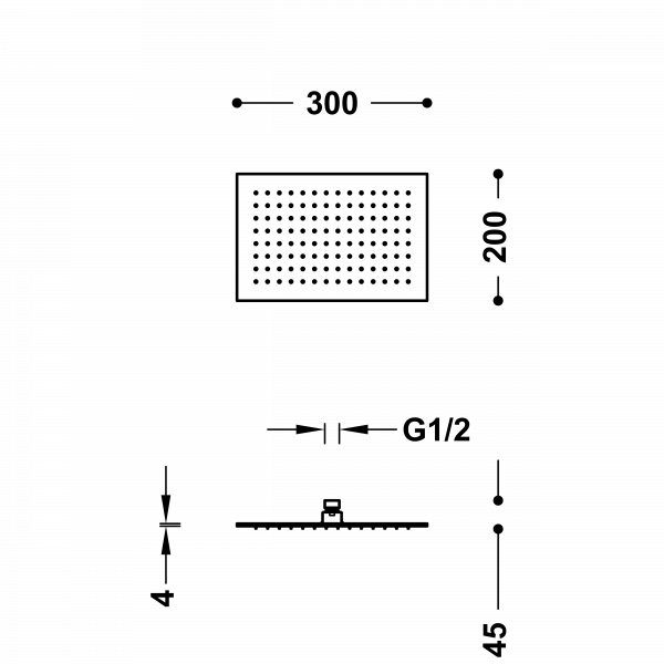 Розпилювач для душу INOX антивапняний із шарніром. 300x200 мм 134315007OR