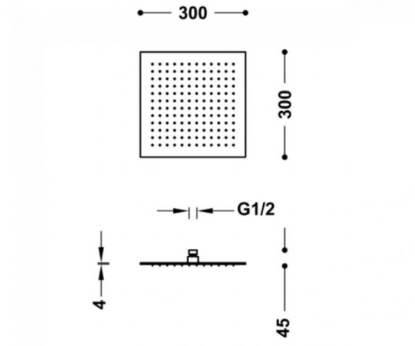 Верхній душ Tres Docce 300х300мм, хром 134315012