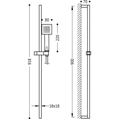 Штанга з ручним душем Tres 134522