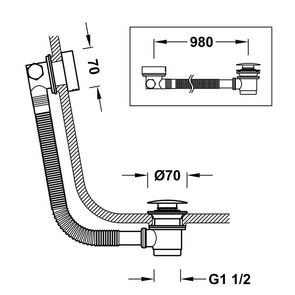 Злив-перелив з набором води для ванни Tres Docce 03453440AC