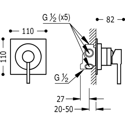Вбудований розподільник на 5 джерел. Tres Max 134550