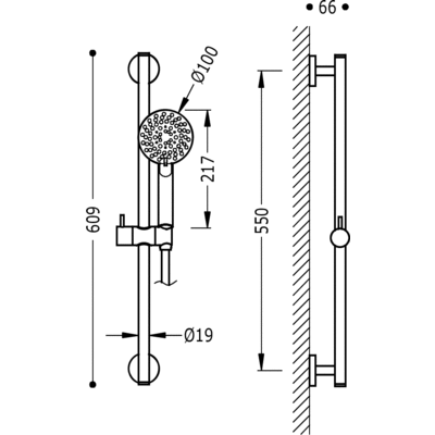 Штанга з ручним душем Tres 134628