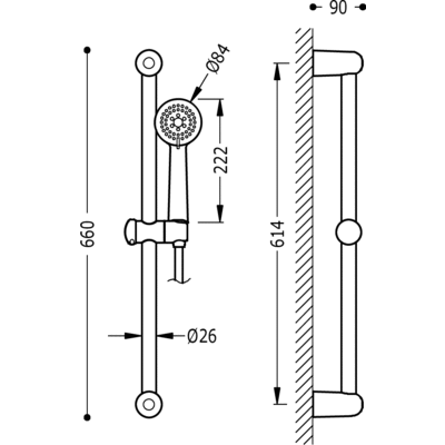 Штанга з ручним душем Tres 143836